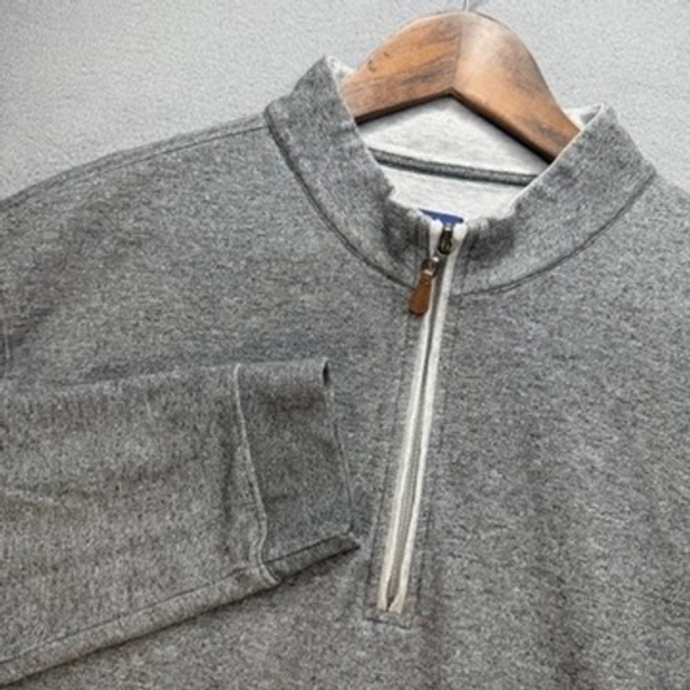 Johnnie-O Quarter Zip Pullover Sweater Regular XL Gray Cotton Lyocell Blend Prep